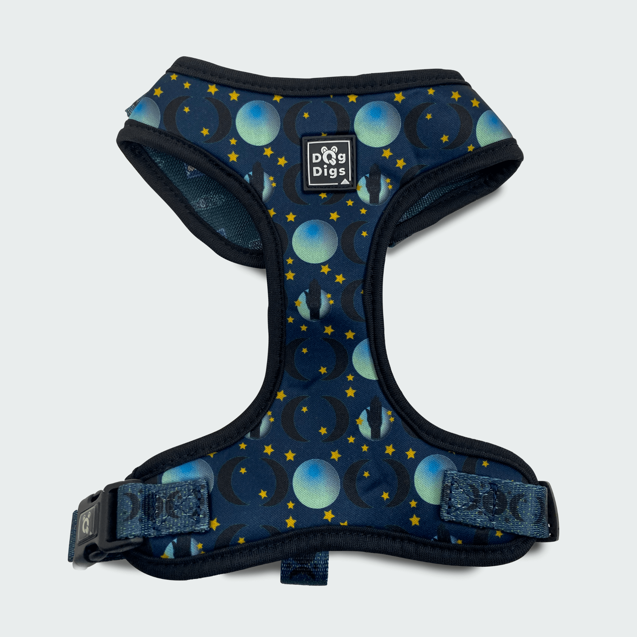 Once in a Blue Moon - Moon and Stars Pattern - Adjustable Dog Harness